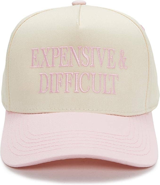 2-Tone Embroidered Cap - Expensive & Difficult - Rose/Beige
