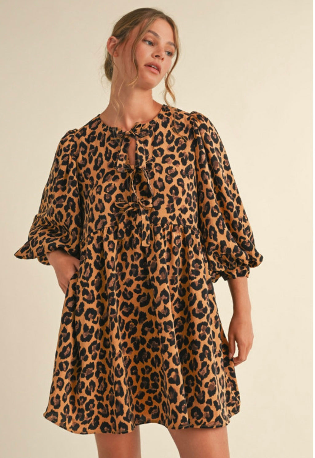 Leopard Print Tie String Dress