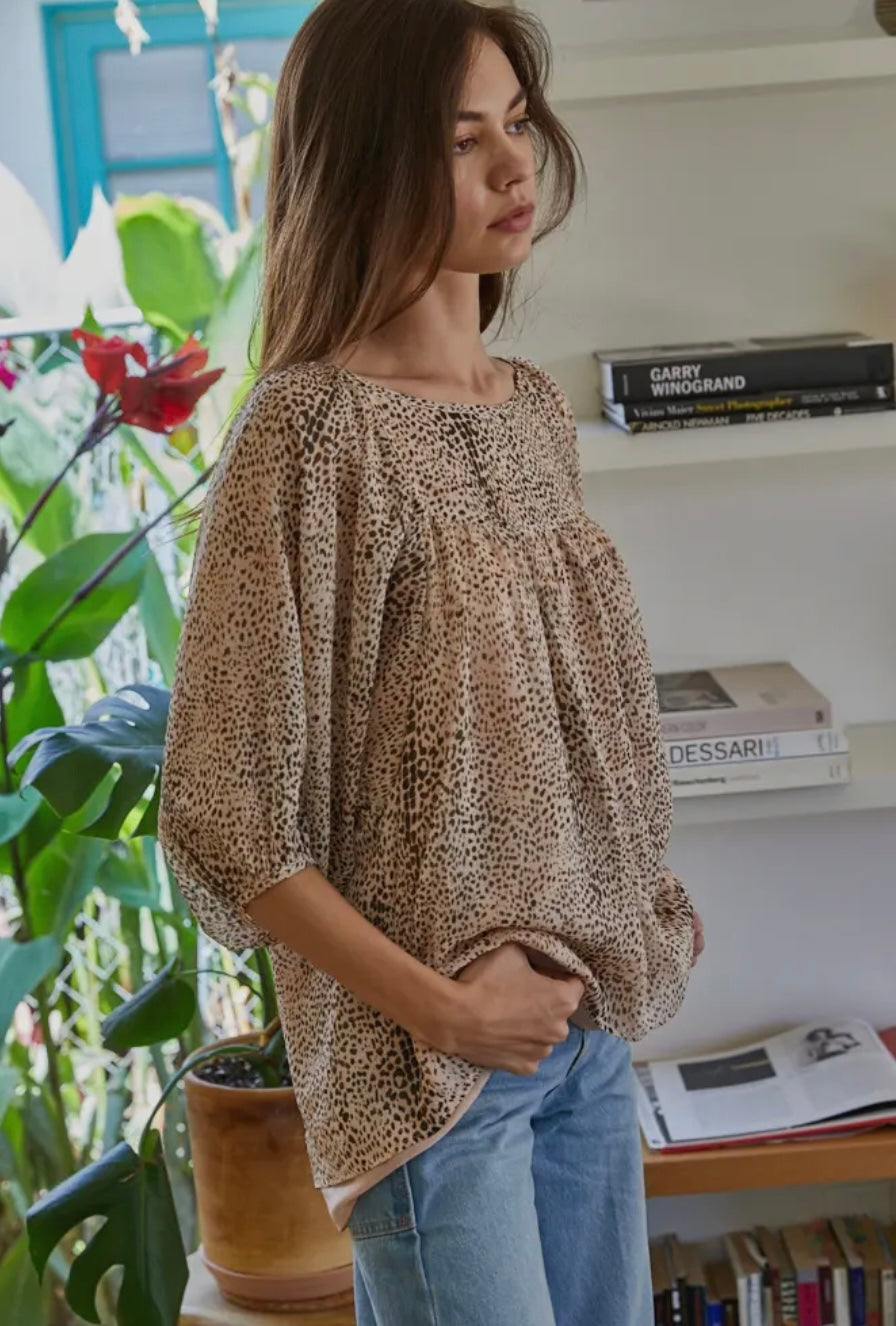 Beige Blossom Blouse