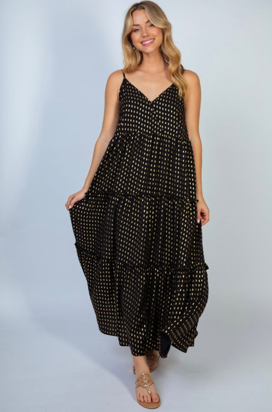 Foil Tiered Dress