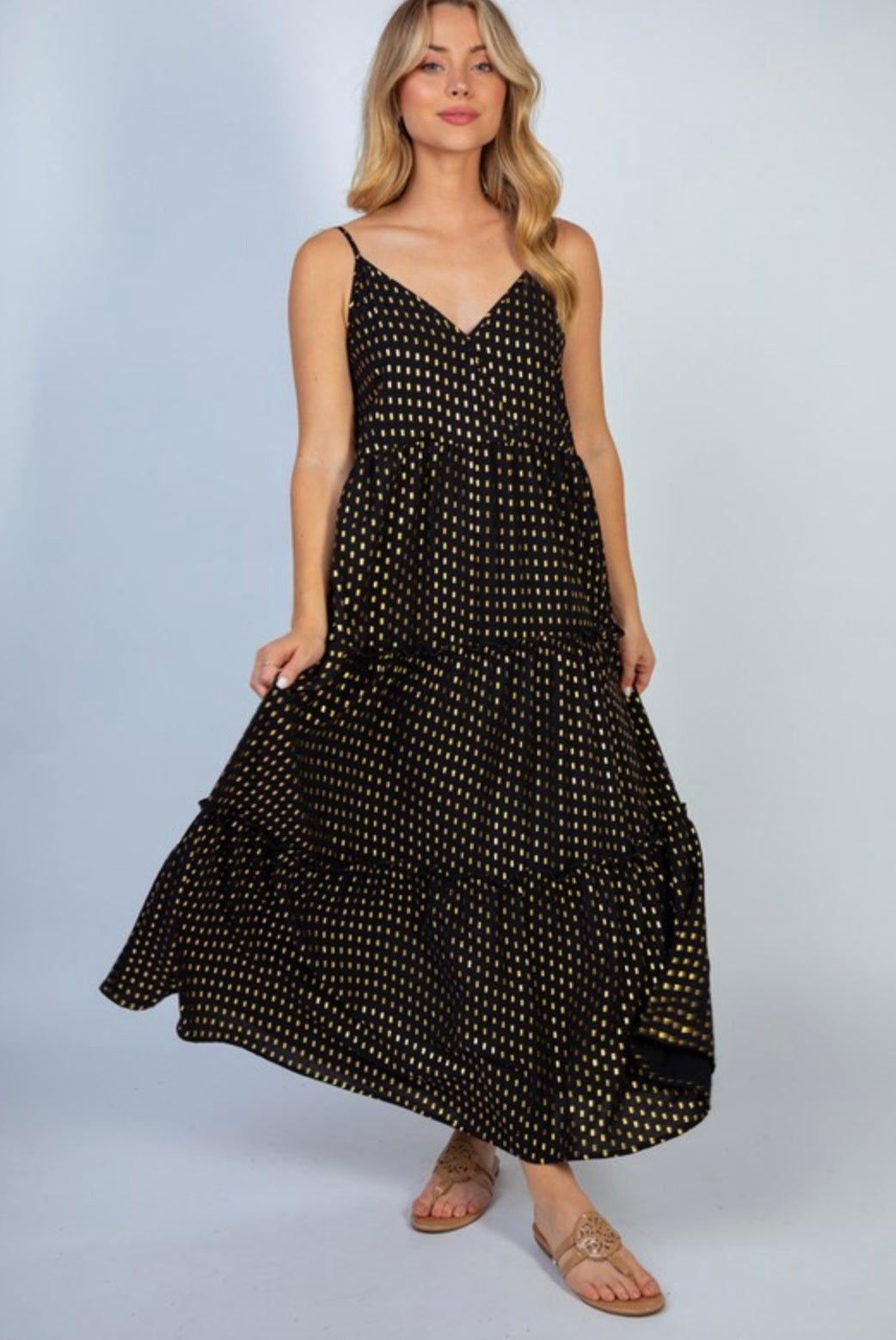 Foil Tiered Dress