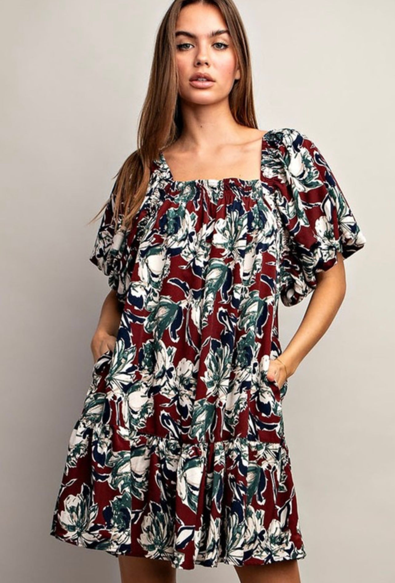 Botanical Print Mini Dress