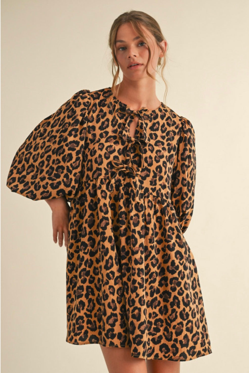 Leopard Print Tie String Dress