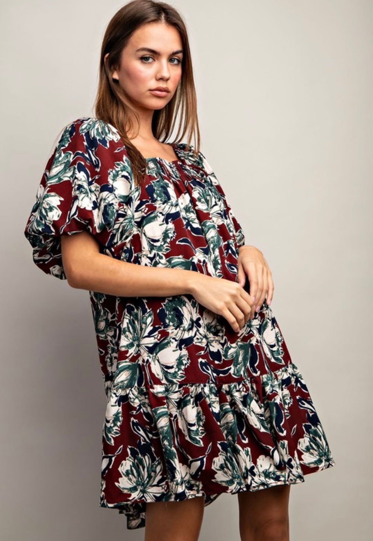 Botanical Print Mini Dress