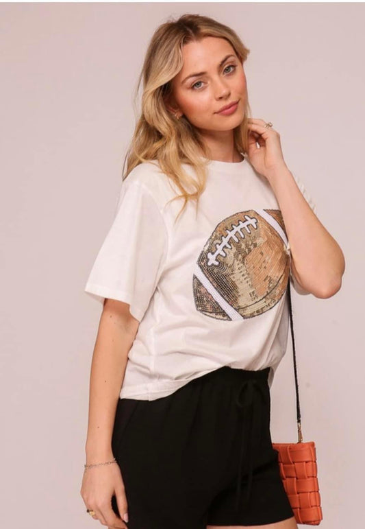 Sequin Football T-Shirt