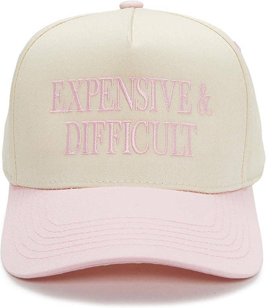 2-Tone Embroidered Cap - Expensive & Difficult - Rose/Beige