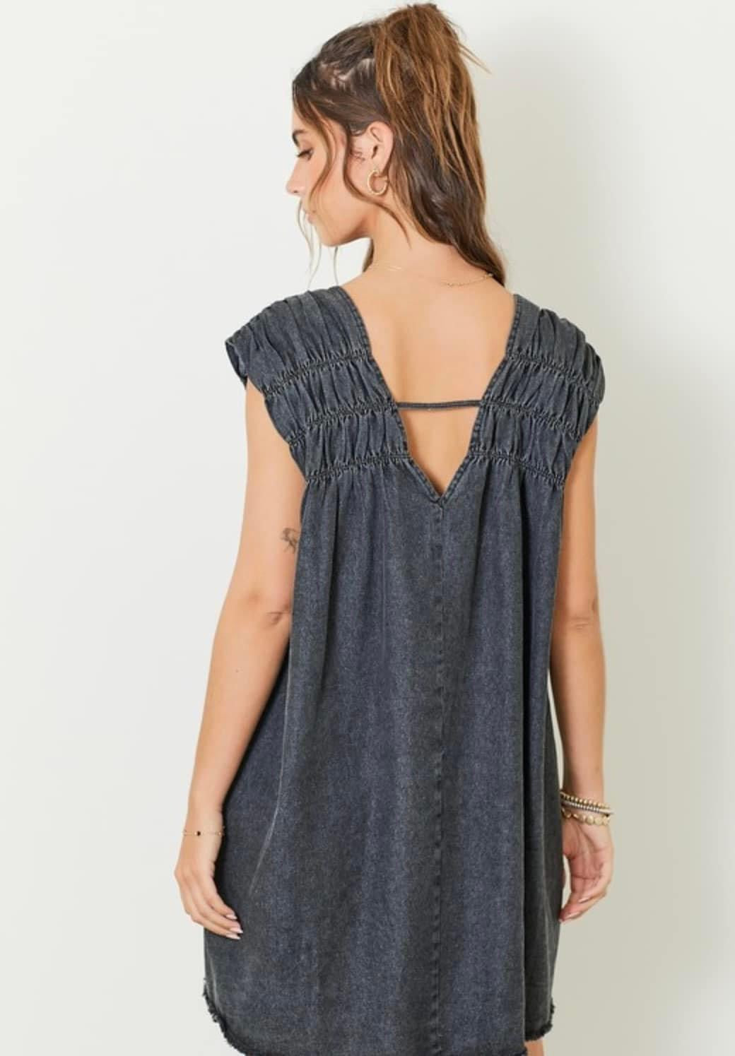 Denim V-Neck Dress