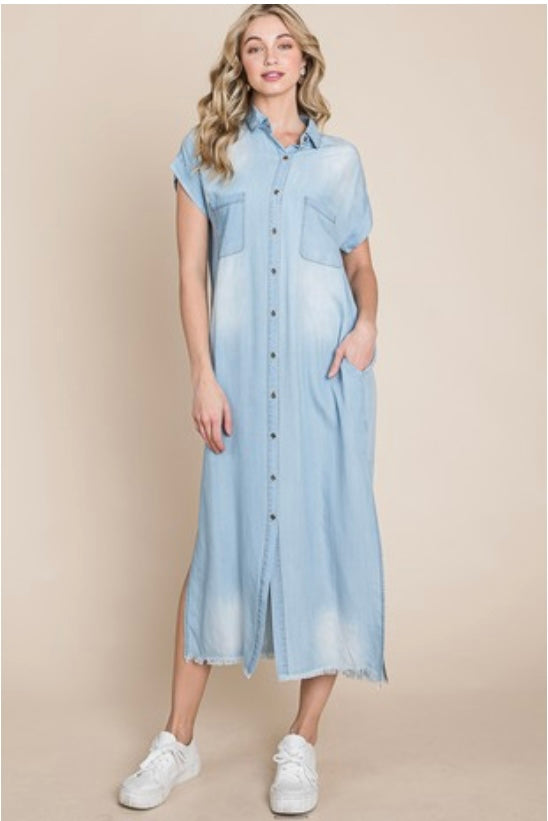 Denim Button Down Midi Dress