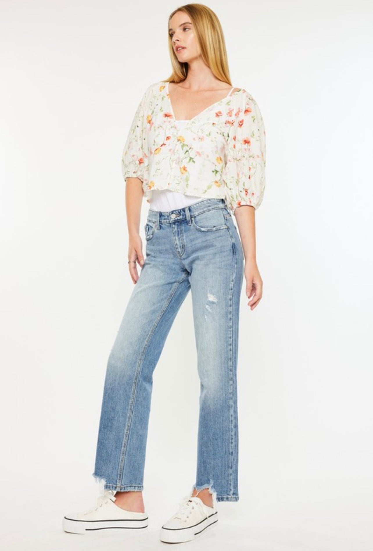 Mid Rise True Straight Leg Denim