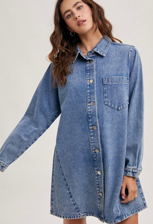 Denim Button Down Shirt Dress