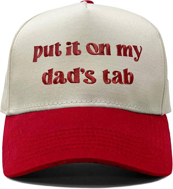 Two Tone Cap - Put It On My Dad's Tab - Red/Beige