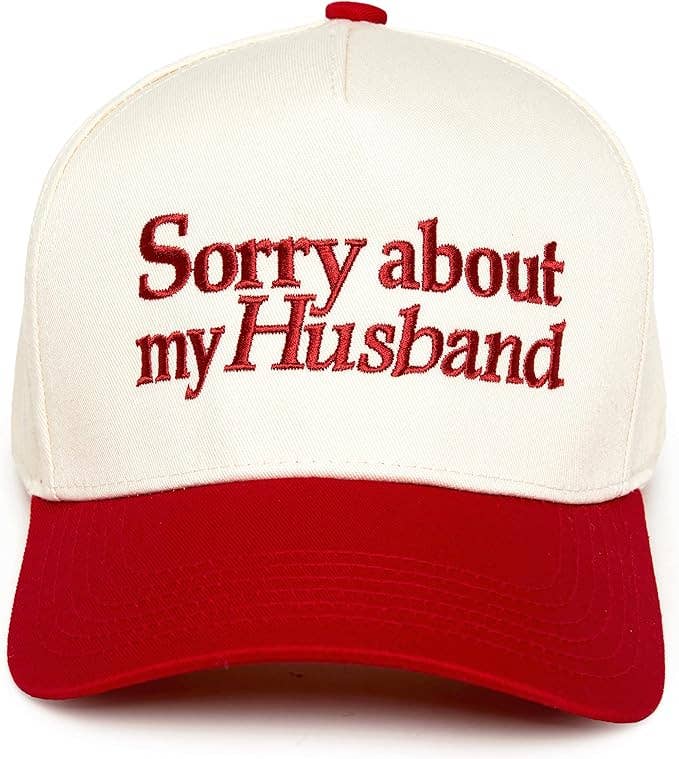 Two Tone Cap - Sorry About My Husband - Beige/Red