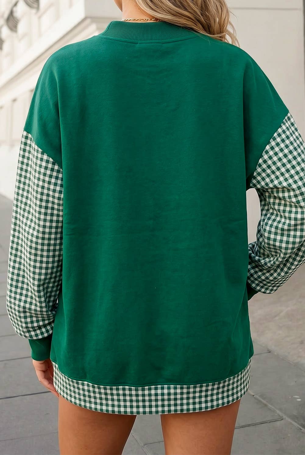 Merry & Green Gingham Sleeve Sweatshirt